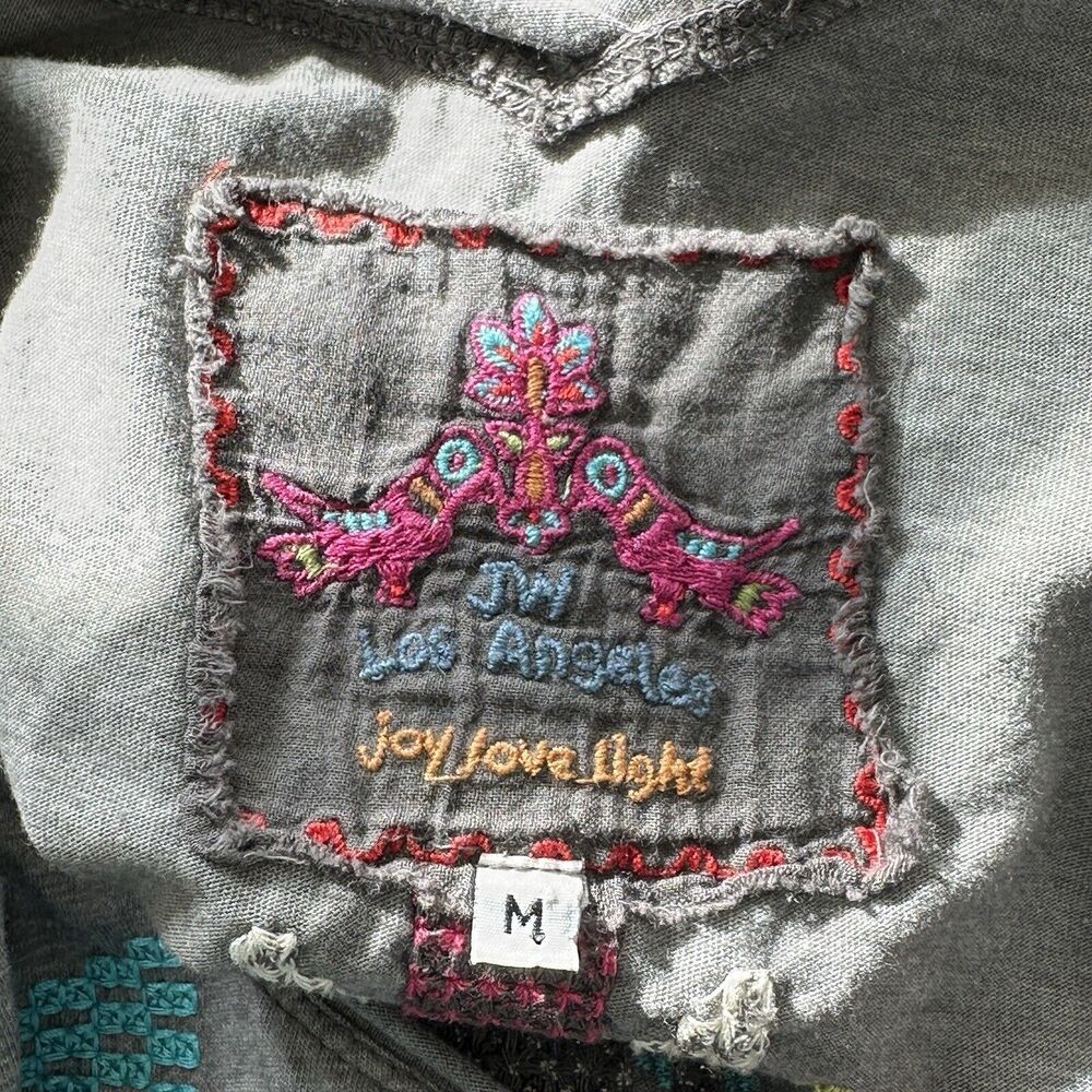 Johnny Was Gray Tunic with Red and Blue Embroidery - Picture 3 of 8